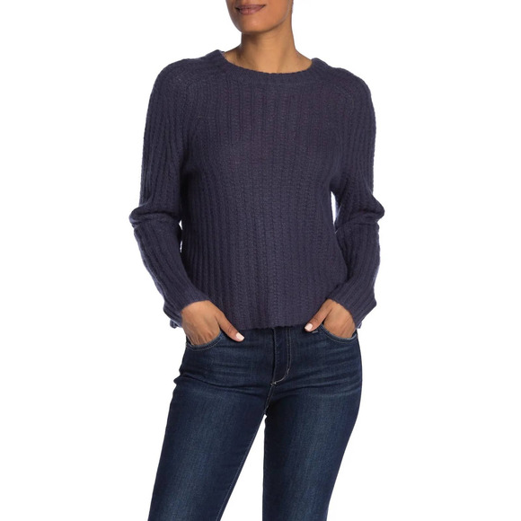 NWT 360 Cashmere Pamela Ribbed Wool & Cashmere Blend Sweater Prussian Sz XS Blue - Picture 1 of 14